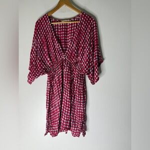 Tory‎ Burch Shirt Sleeve Tie Waist Red Swim Cover Up Size Large